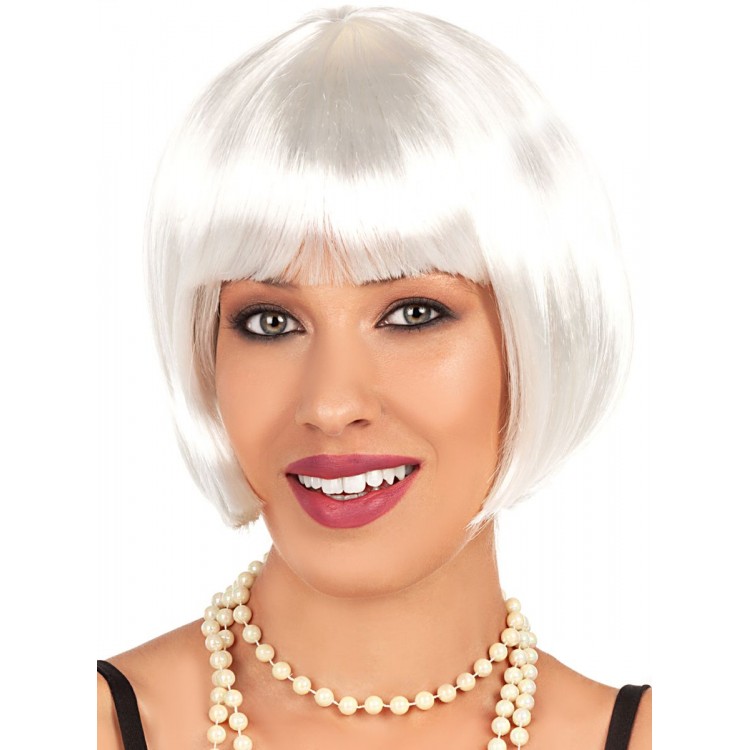 White Color Party Wig Short Blunt Hair