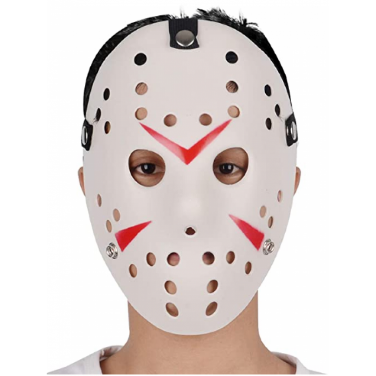 White Color Red Stripes Full Face Hockey Jason Mask Hannibal Mask