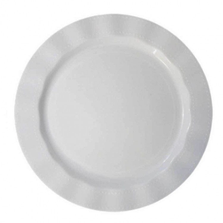 White Color Luxury Plastic Mica Round Plate 26 cm 6 Pieces