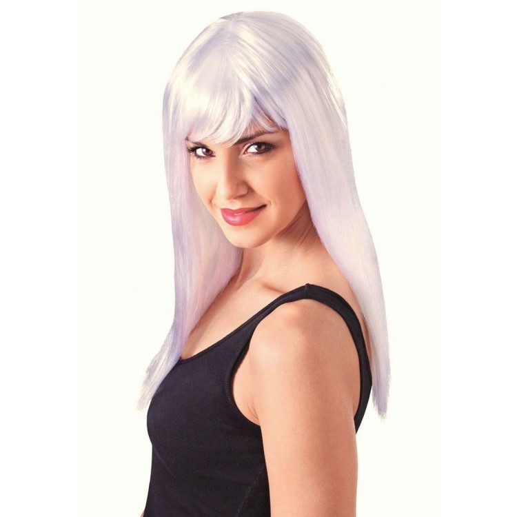 White Color Long Straight Party Wig