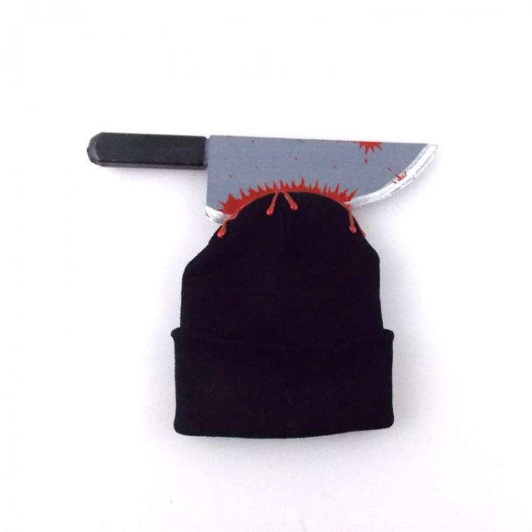 Stabbed Halloween Bloody Joke Beanie Black Color
