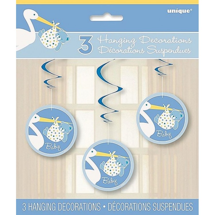 Baby Boy Stork Hanging Ornament Baby Boy StorkHanging Rope Ornament 3pcs