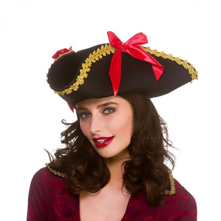 Velvet Adult Size Women's Pirate Hat with Bow