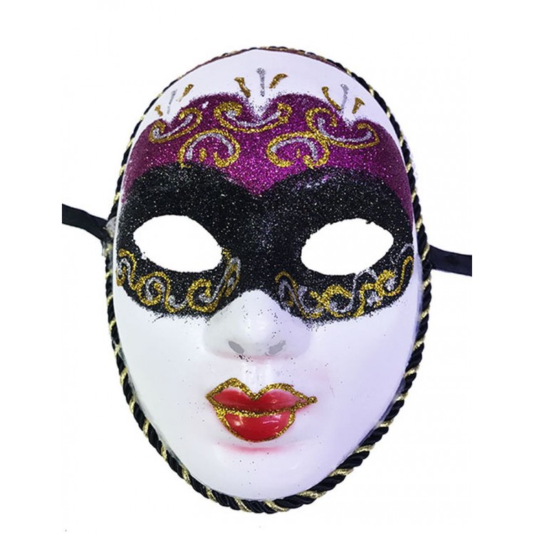 Fuchsia Color Masquerade Glitter New Year Party Mask Full Face Adult