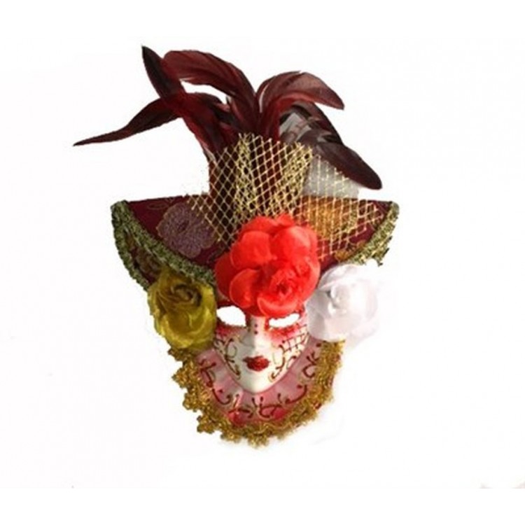 Decorative Ceramic Mask with Roses Red Color