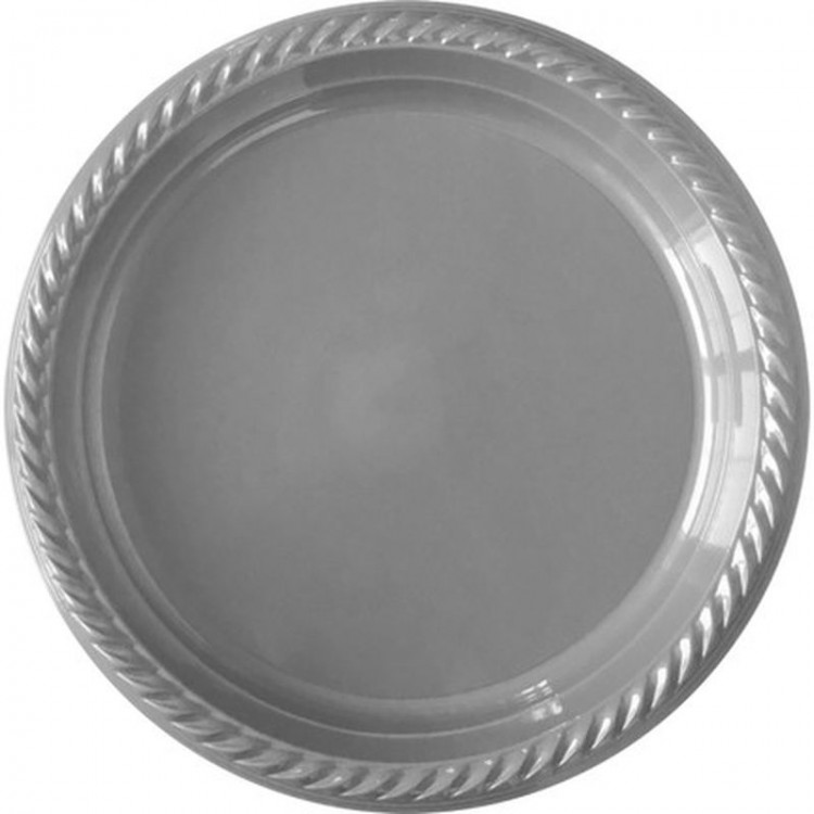 Silver Plastic Plate 22 cm 25pcs