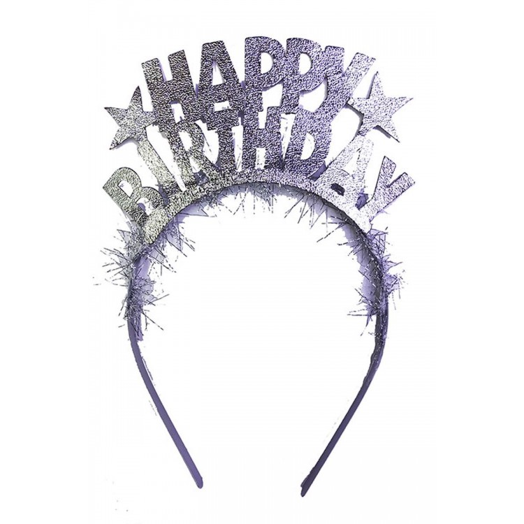 Gümüş Renk Happy Birthday Yazılı Eva Doğum Günü Parti Tacı