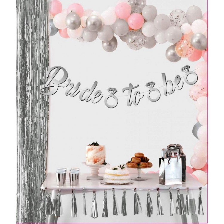 Gümüş Renk İtalik Yazı Bekarlığa Veda Partisi Tektaşlı Bride To Be Banner Flama Süs