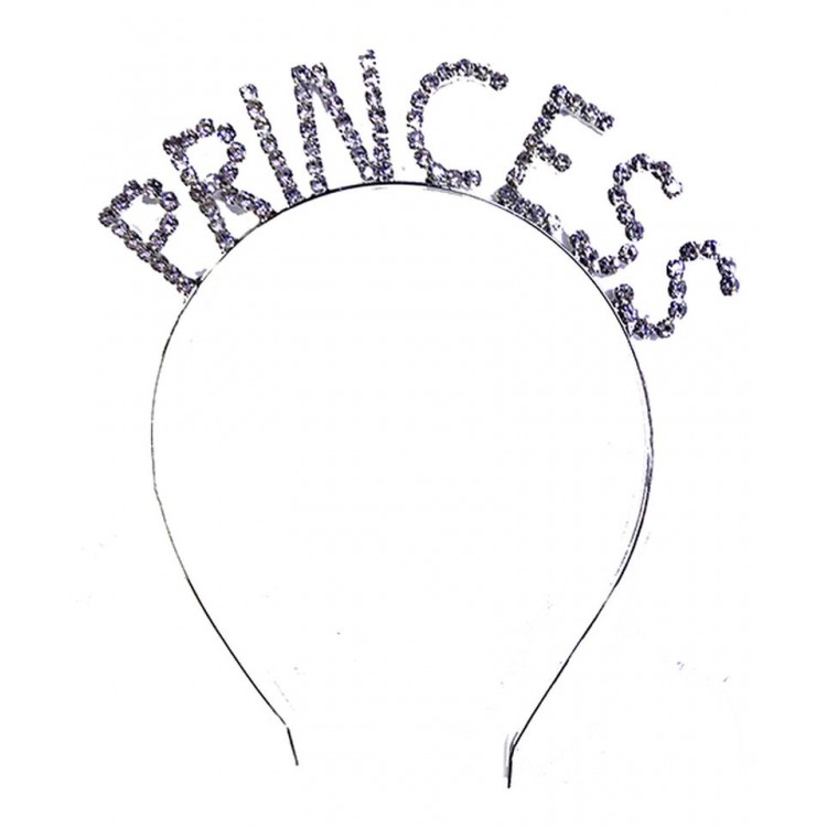 Kristal Taşlı Gümüş Renk Princess Prenses Tacı 16x17 cm