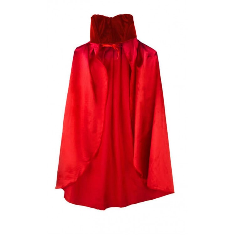 Kırmızı Renk Yakalı Halloween Pelerin 90 cm