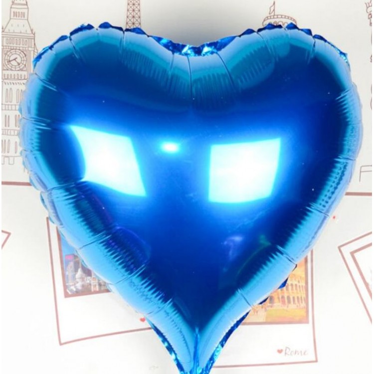 Heart Flying Balloon Foil Blue 80 cm 32 inches
