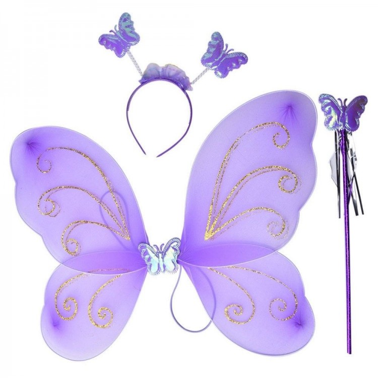 Wing Crown and Scepter for Children Purple Color 50 cm