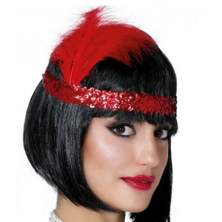 Red Color Feathered Charleston Hair Band Headband