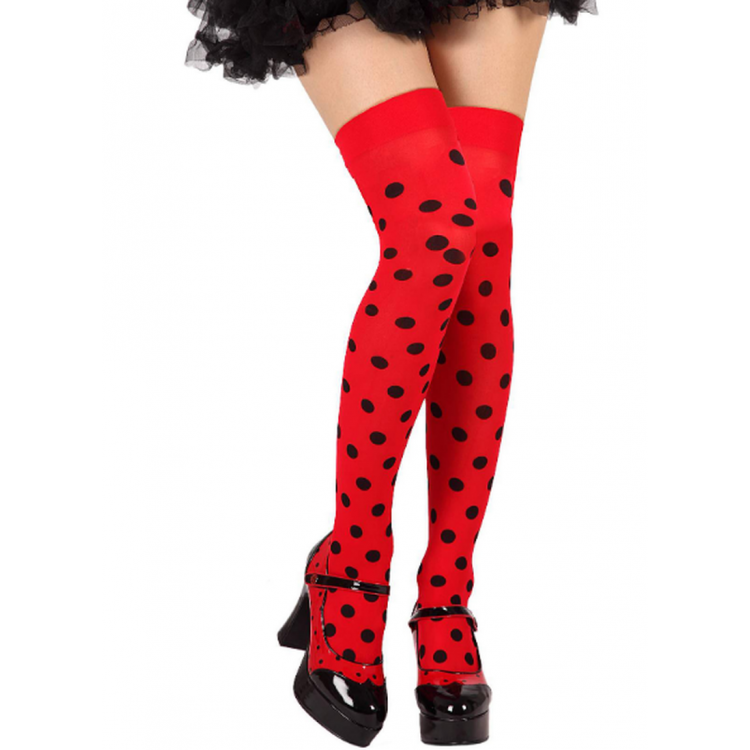 1 Pair of Red and Black Polka Dot Halloween Party Socks