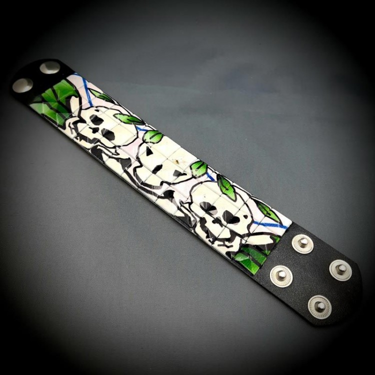 Skull Studded Gothic Bracelet Pyramid Spike PunkBracelet Model 4