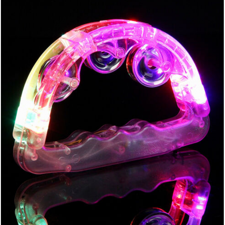 LED Light Battery Powered Colorful Flashing Luxury EntertainmentTambourine Pink Color