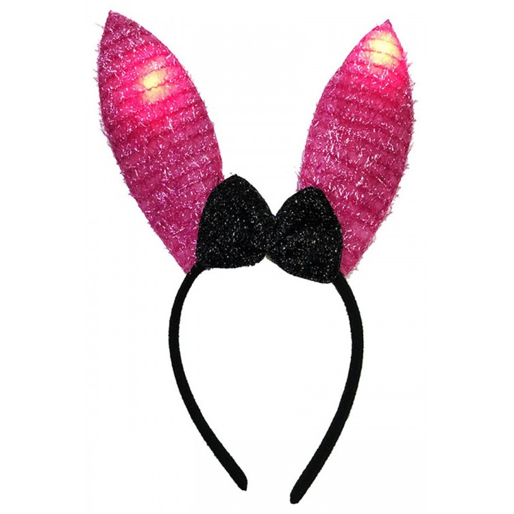 Fuchsia Color Rabbit Crown with LED Lights and Flashing Tassels