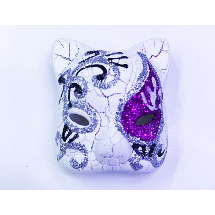 Venetian Cat Made of Purple Color Embroidered Ceramic Materialmodel magnet