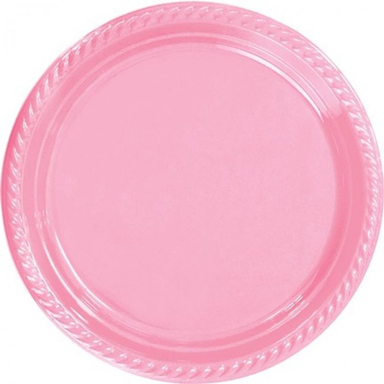 Pink Plastic Plate 22 cm 25pcs
