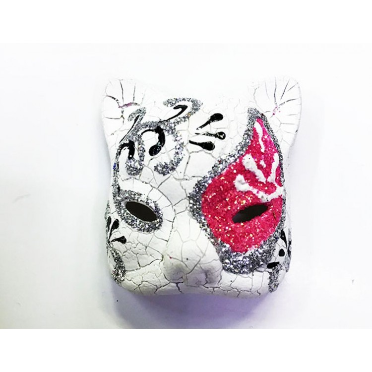 Venetian Cat Made of Pink Color Embroidered Ceramic Materialmodel magnet