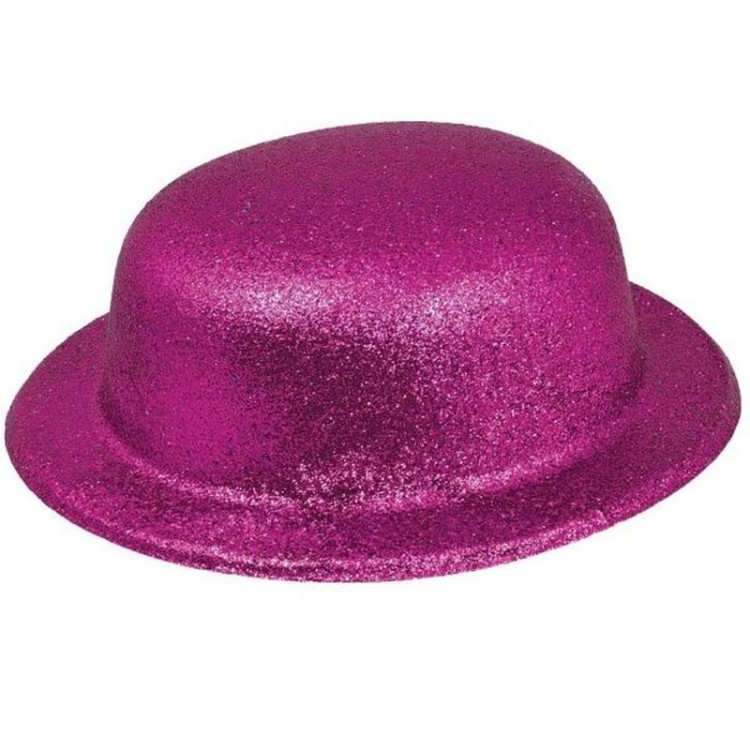 Pink Color Round Glitter Plastic Party Hat