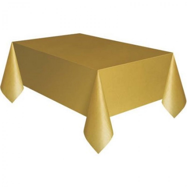 Plastic Tablecloth Gold Color 137X270 cm
