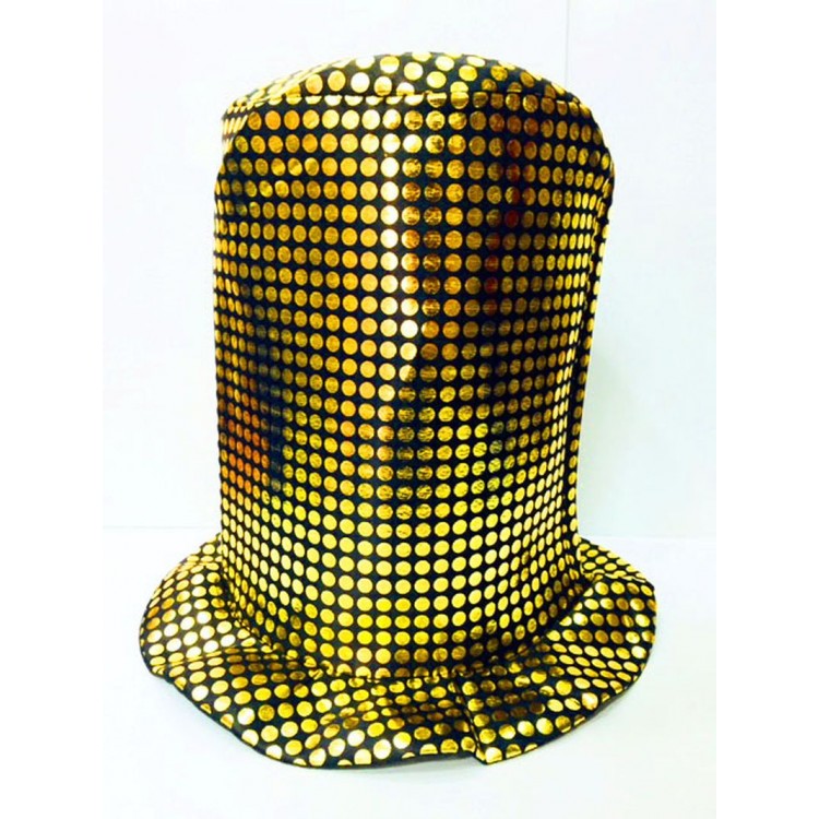 Sequined Golden Yellow Tall Wizard Hat