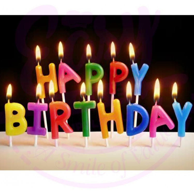 Colorful Happy Birthday Written Birthday Candle
