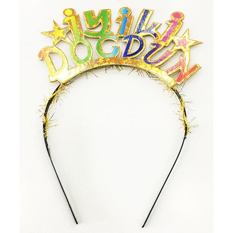 Gold Color Unicorn Birthday Crown with Colorful Happy Birthday Written