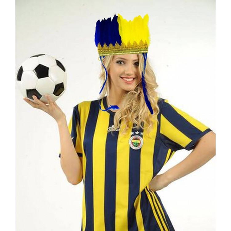 Yellow Navy Blue Fan Feather Headband