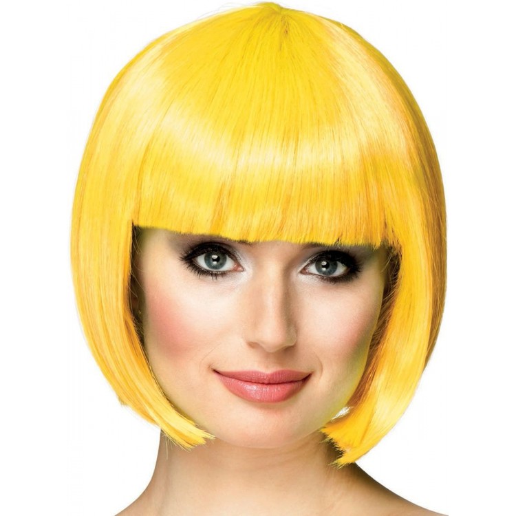 Yellow Color Party Wig Short Blunt Hair