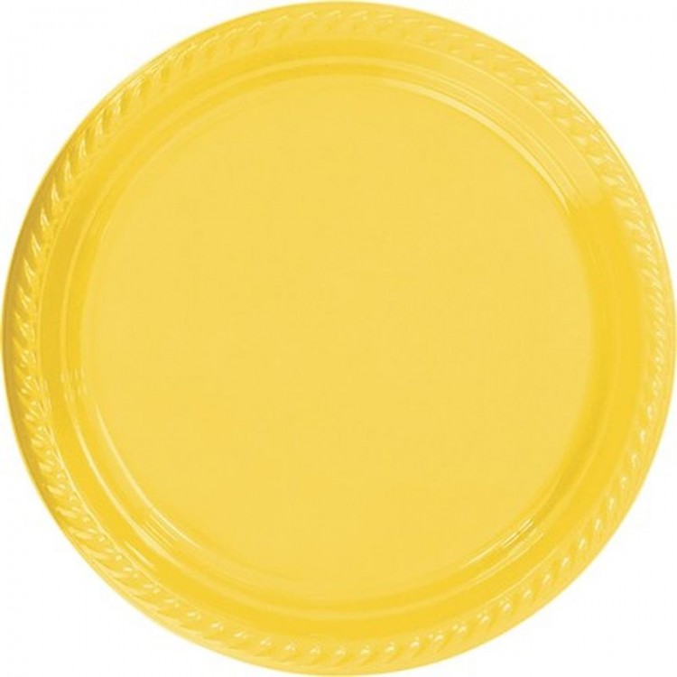 Yellow Plastic Plate 22 cm 25 pieces