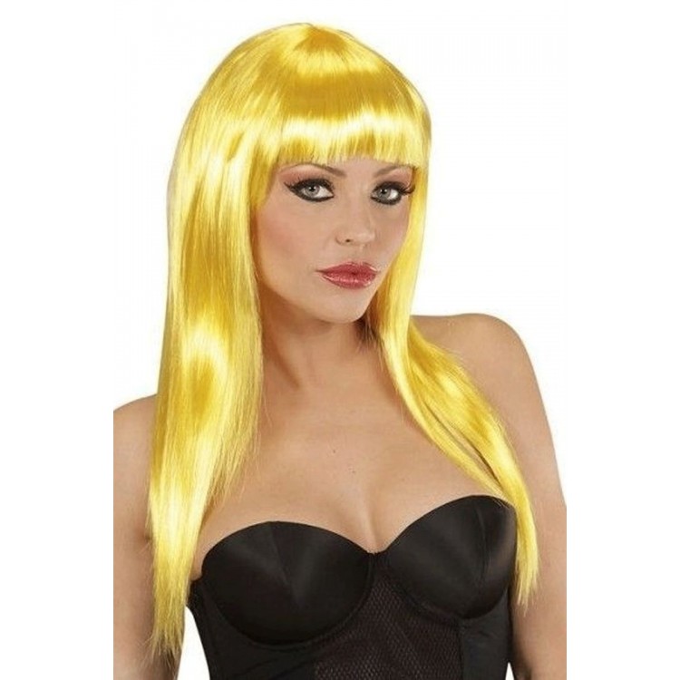 Yellow Color Long Straight Party Wig