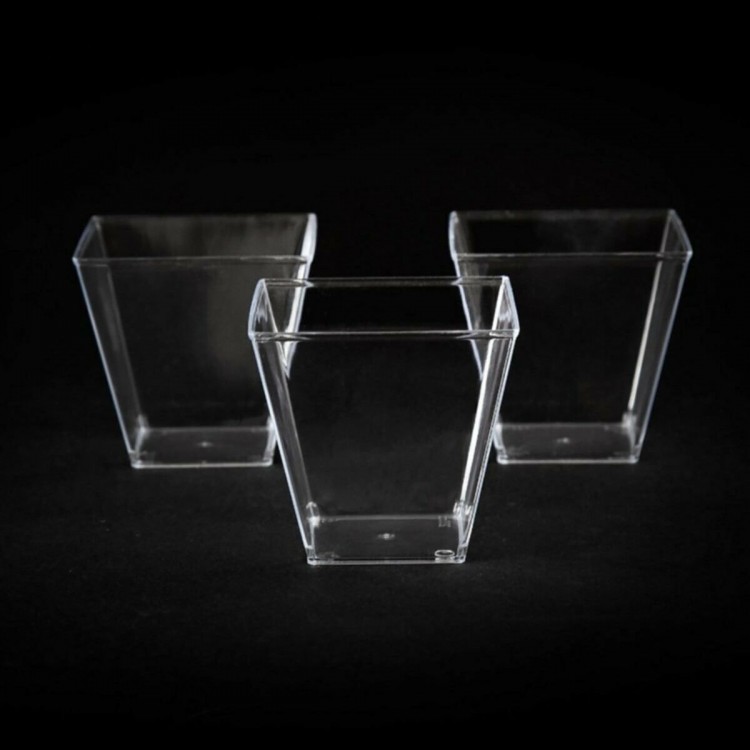 Transparent Crystal Mica Extra Hard Plastic Prism Cubic Bowl 200 cc 25 Pieces