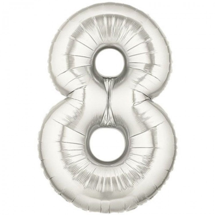 Şekilli Supershape Silver Rakam Folyo Balon 8 Numara