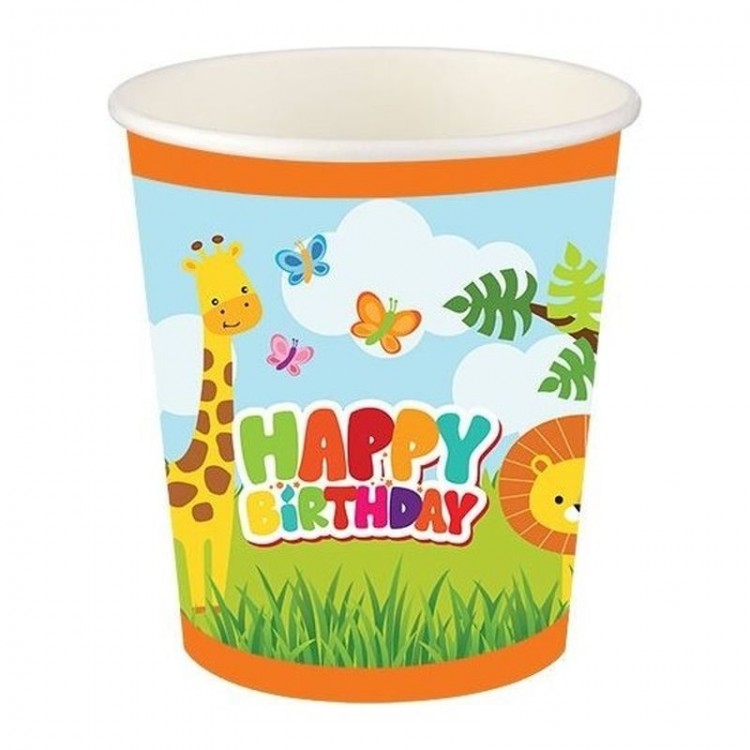 Cute Animals Safari Paper Cup 8 Pieces