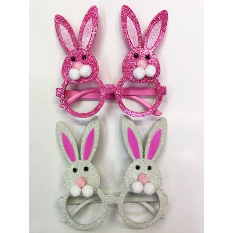Glittery Pompom Rabbit Glasses 2 Colors 2 Pieces