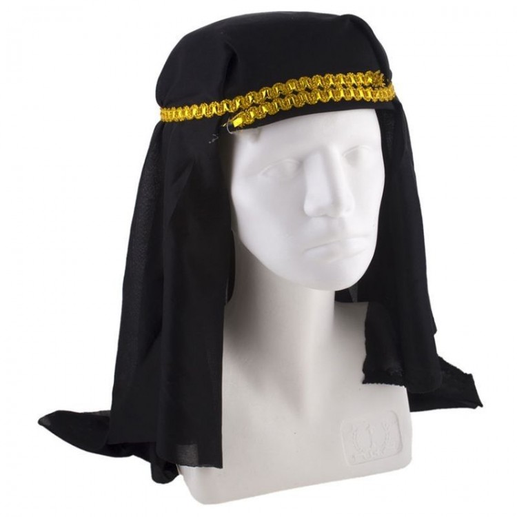 Black Color Gold Sequin Arab Hat Arab Keffiyeh 20x50 cm