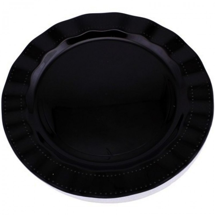 Black Color Luxury Plastic Mica Round Plate 26 cm 6 Pieces