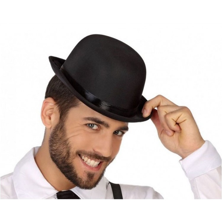 Black Color Satin Finish Charlie Chaplin Bowler Hat