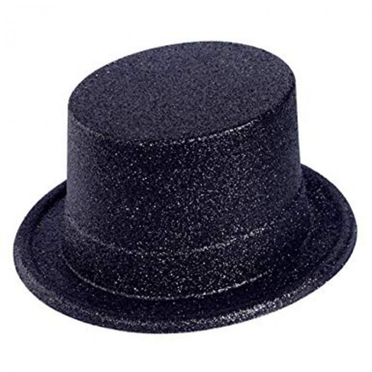 Black Color Long Plastic Glitter Party Hat