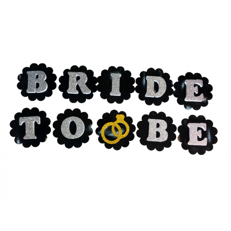 Bride To Be with Silver Color Letters on BlackWritten Bachelorette Ornament