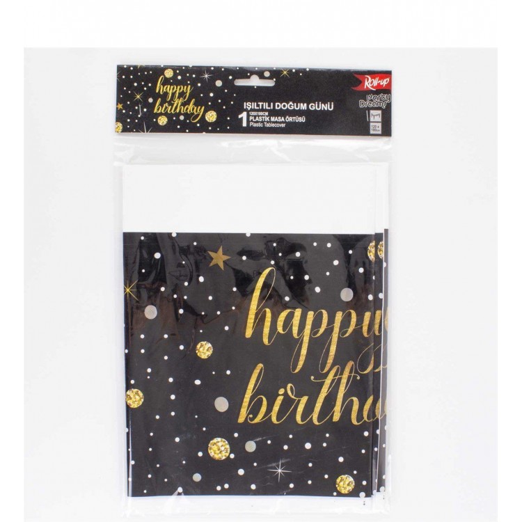 Black Star Happy Birthday Tablecloth 120x180 cm