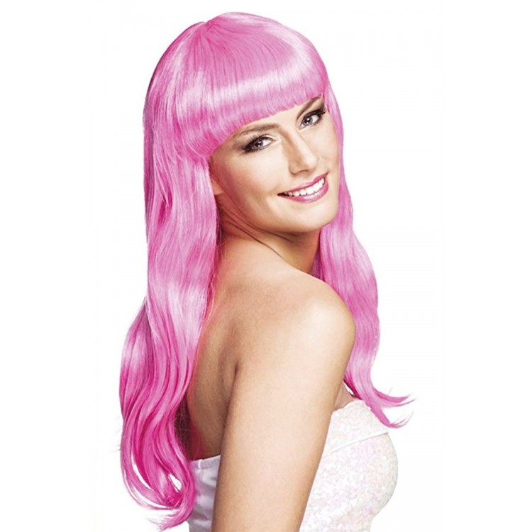 Soft Pink Color Long Straight Party Wig