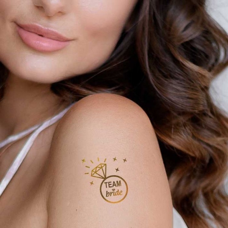 Single Bride Tattoo Model 8 - Gold Gilding - 5,5 cm x 5.5 cm - Temporary Tattoo
