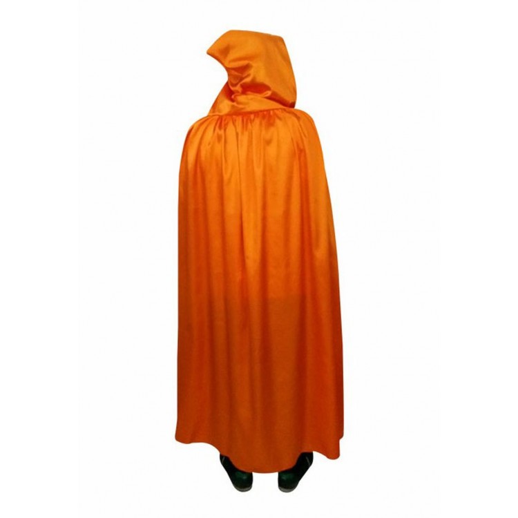 Turuncu Renk Kapişonlu Halloween Pelerin 140 cm