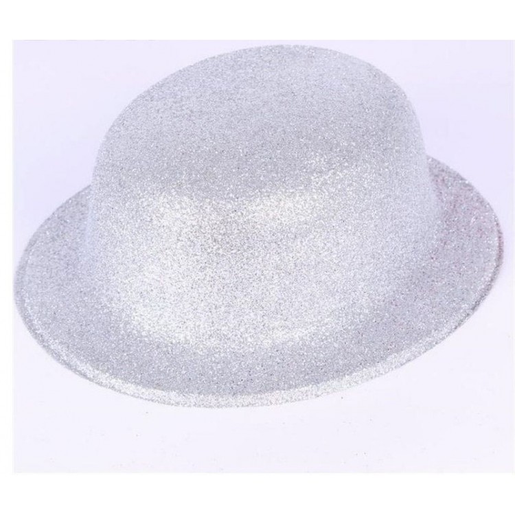 Silver Color Round Glitter Plastic Party Hat
