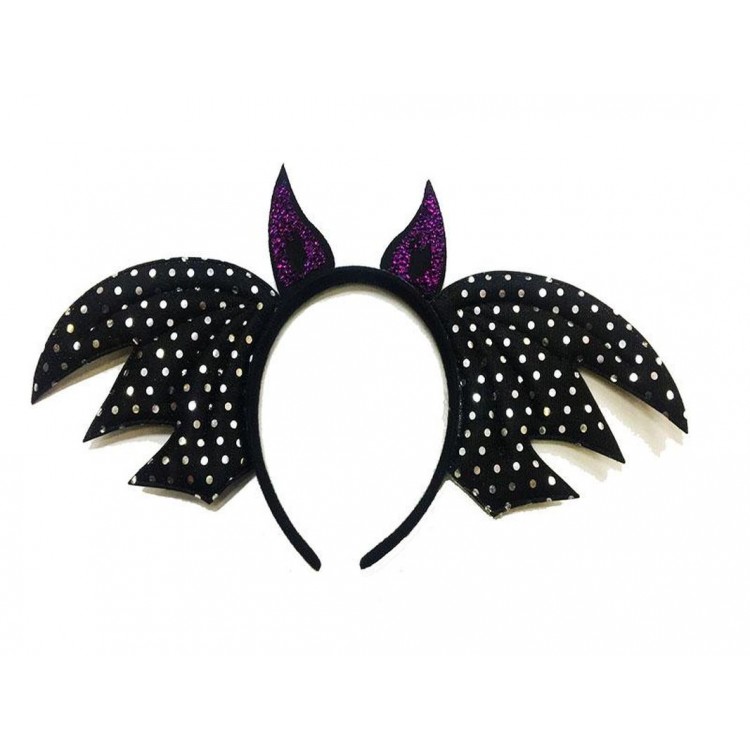 Black Color Bat Model Horned Halloween Crown 37x19cm