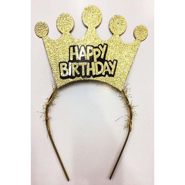 Happy Birthday Yazılı Altın Renk Doğum Günü Tacı