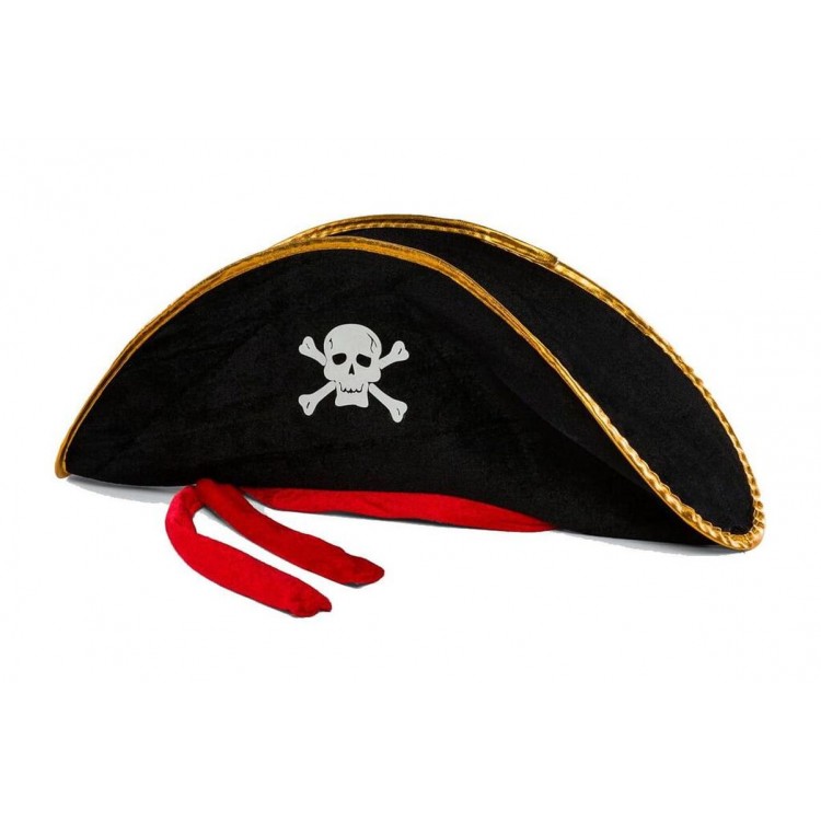 Adult Size Velvet Jack Sparrow Sailor Pirate Hat 50X20 CM